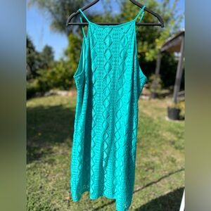 Lily Rose Dress👗 Teal Knit net double layer sleeveless size XL